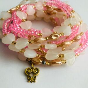 Pink and Gold Beaded African Waist beads/Waist chain